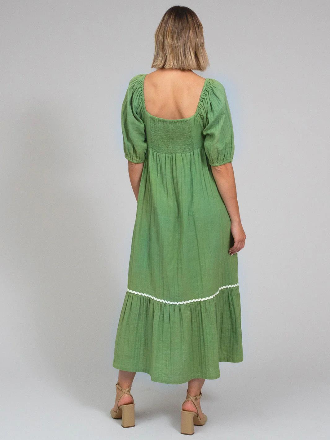 Cattistock Musselin Mit Wellenband Kleid Efeu - Image 4