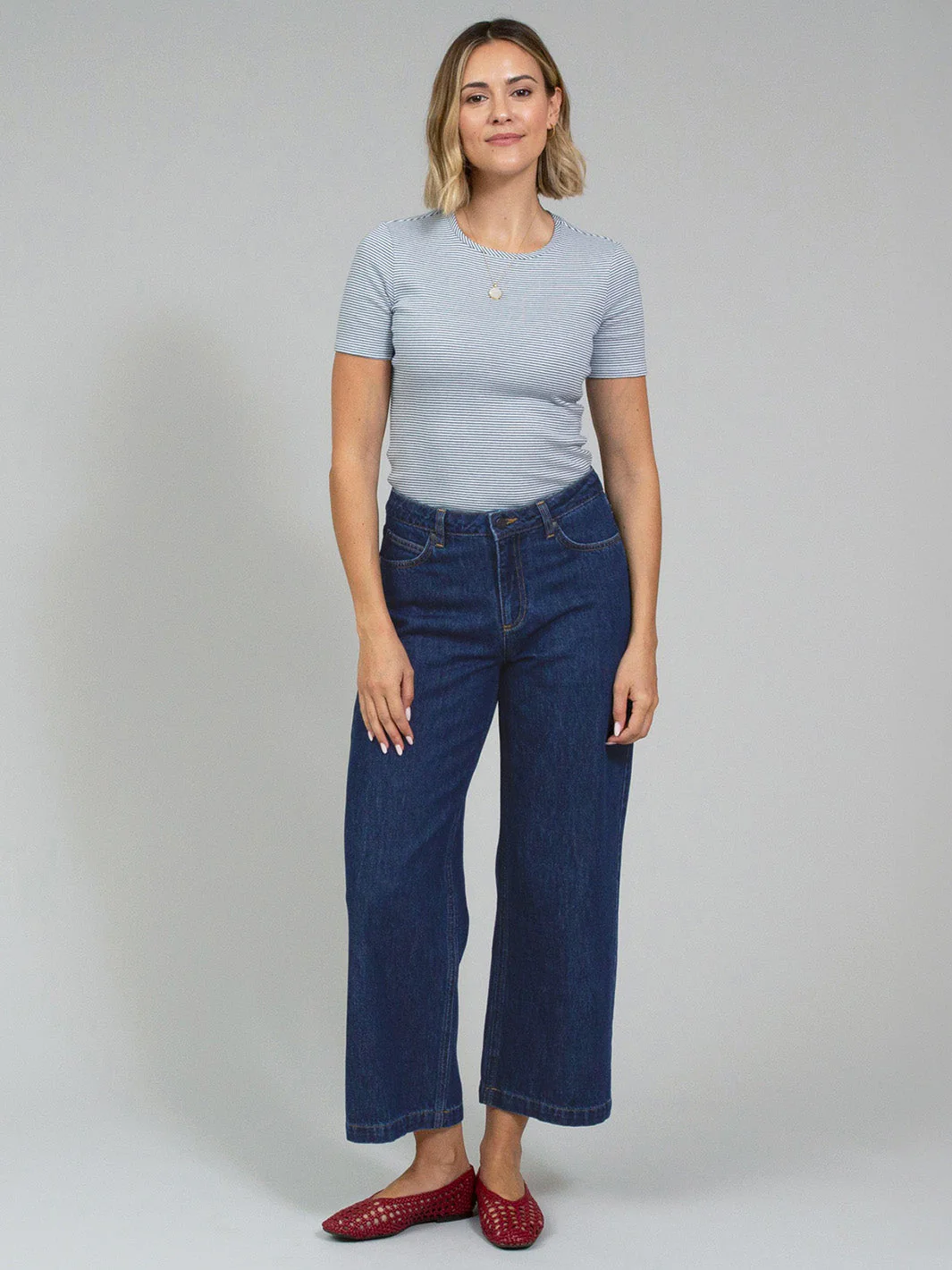 Wareham Weites Bein Ankle Grazer Jeans Rinse Wash