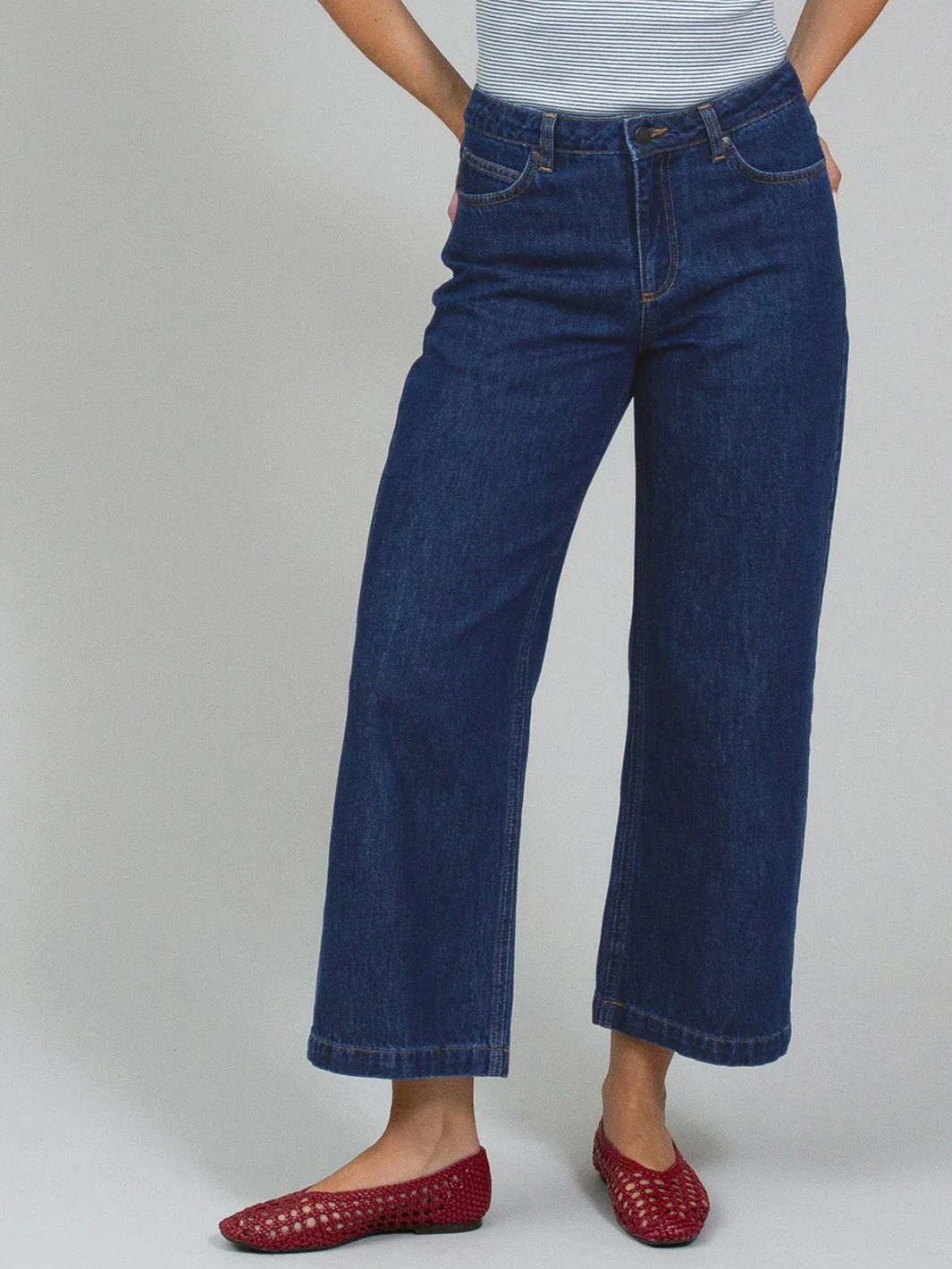 Wareham Weites Bein Ankle Grazer Jeans Rinse Wash - Image 3