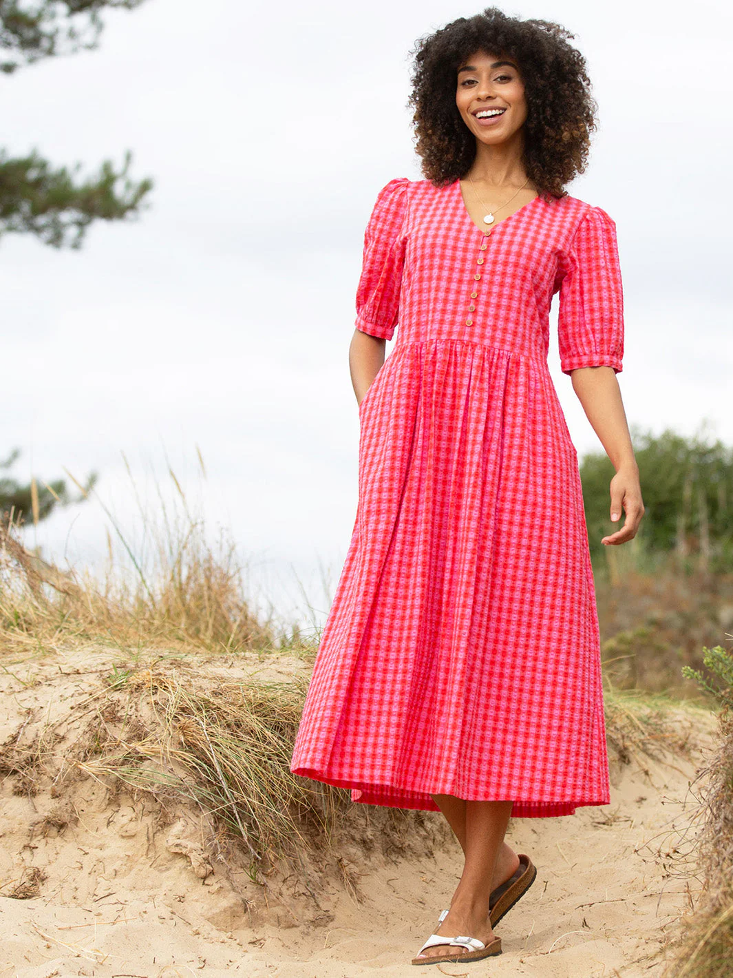 Worgret Seersucker Kleid Karomuster