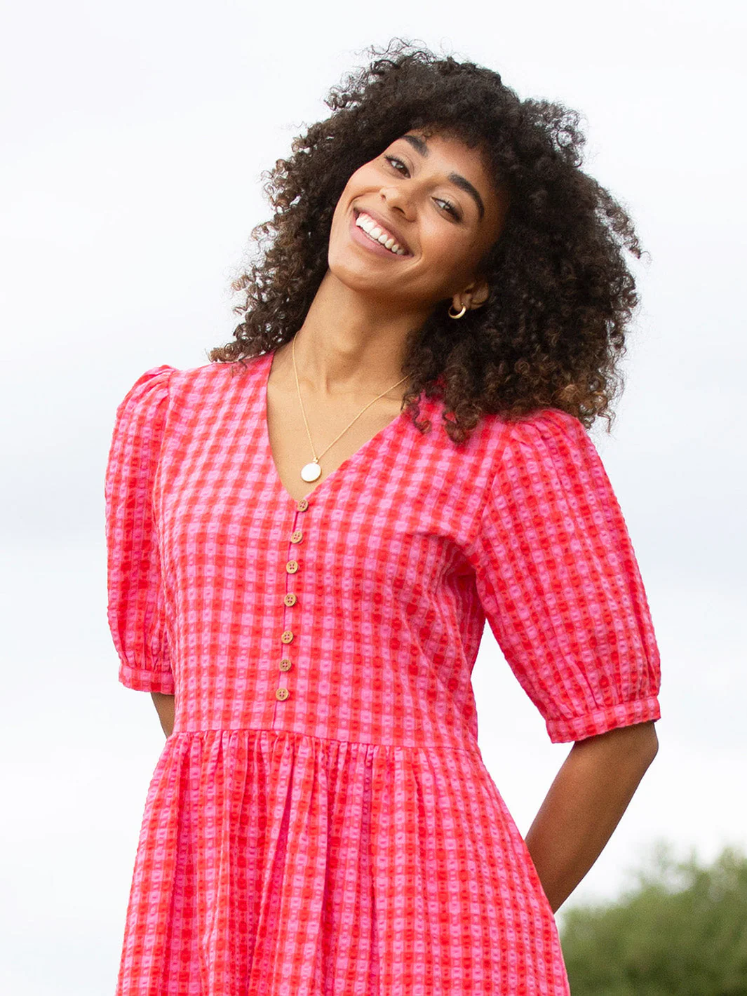 Worgret Seersucker Kleid Karomuster - Image 3